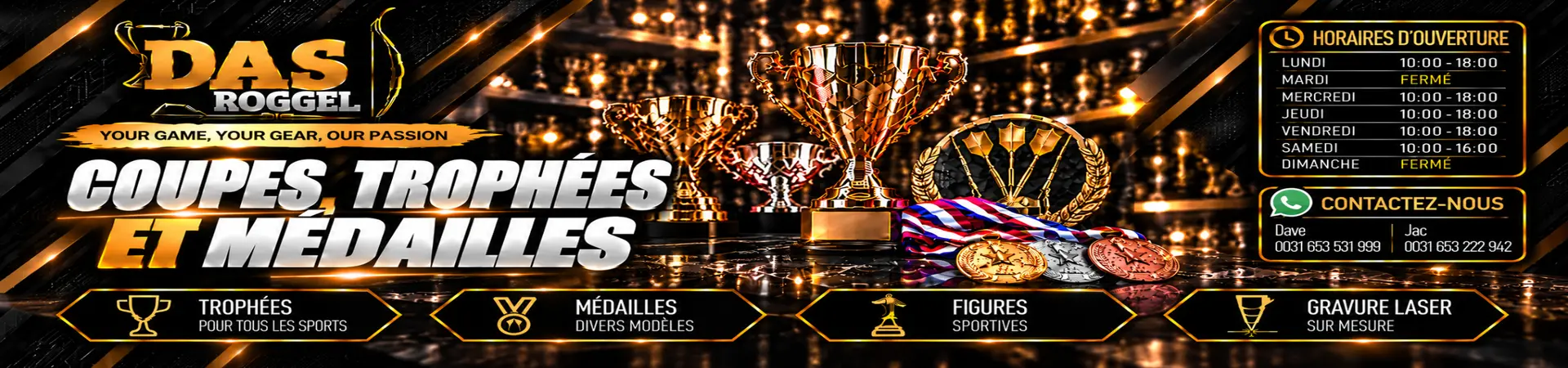 Assortiment de trophées chez DAS Roggel