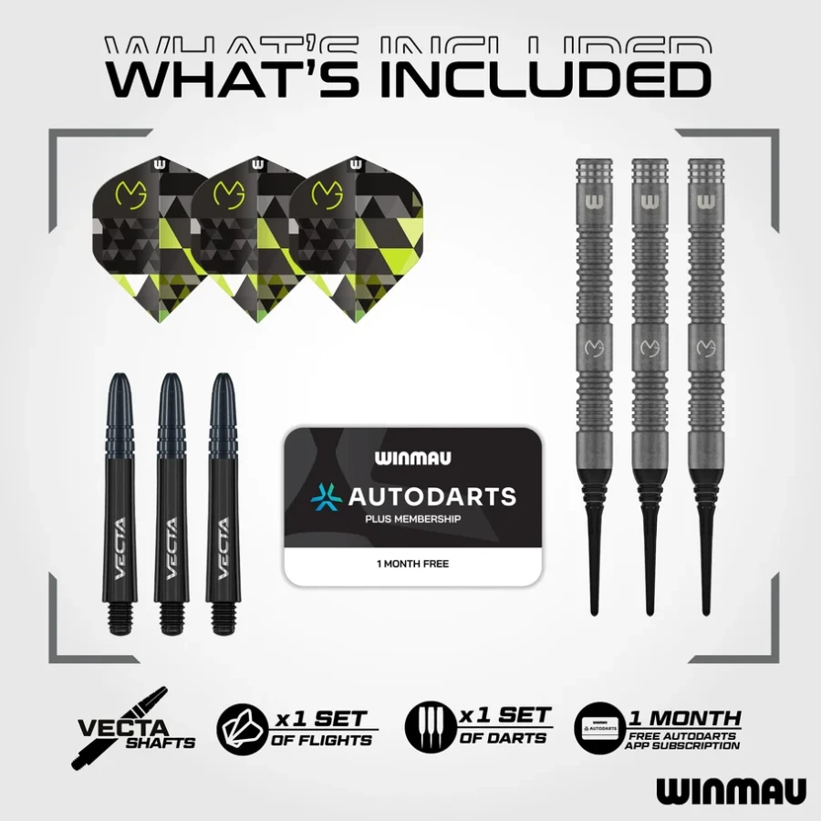 Afbeeldingen van Winmau Michael van Gerwen TS 90% SP Softtip Dartpijlen